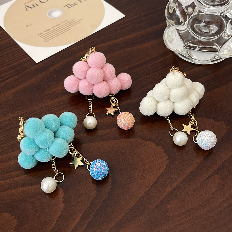 Wholesale Macaron Plush Cloud Pentagram Keychain